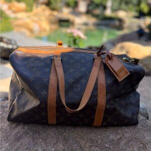 Authentic Louis Vuitton sac Souple 45 Travel Boston Bag duffle w/ LV luggage tag